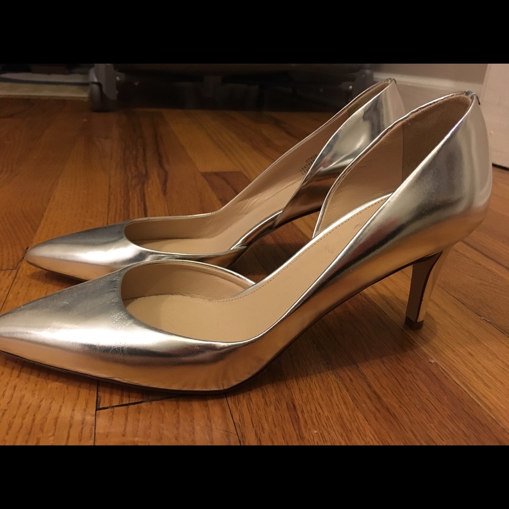 NWOT Metallic Silver J. Crew Pumps